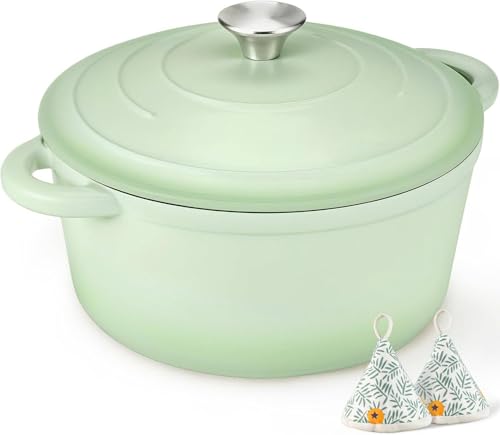 Bräter Emaille Gusseisen Topf - Schmortopf 26cm backofengeeignet - mit Deckel und Kochbuch - für Küche Backen Schmoren Braten von Wzyfv