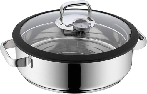 Dampfgarer 28 cm, Dampfgarer Topf, Bräter rund 5,0l, Dampfgartopf, Glasdeckel mit Silikonrand, Garthermometer, Garblech von Wzyfv