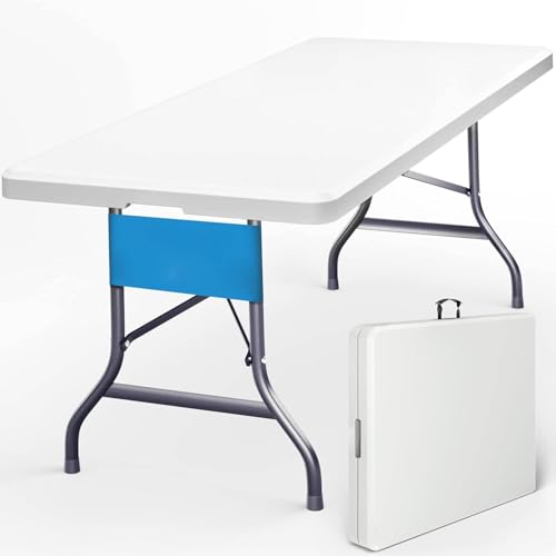 Gartentisch 183x76cm Klappbar Wetterfest Tragbar Kunststoff Garten Terrasse Camping Balkontisch Buffettisch Weiß von Wzyfv