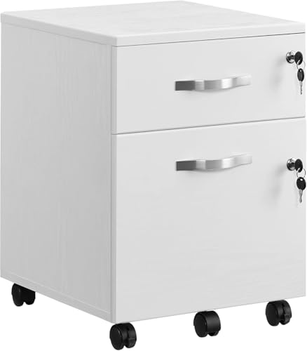Rollcontainer, abschließbar, Aktenschrank mit 2 Schubladen, 5 Rollen, verstellbare Hängestangen, für Hängeregistratur im A4- und Letter-Format, wolkenweiß Rollcontainer, abschließbar, Aktenschrank mit 2 Schubladen, 5 Rollen, verstellbare Hängestangen, für Hängeregistratur im A4- und Letter-Format, wolkenweiß von Wzyfv