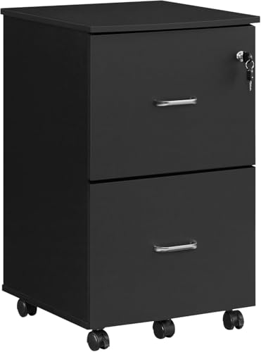 Rollcontainer mit Schloss und Schubladen, abschließbarer Aktenschrank mit Verstellbarer Hängeregistratur, schwarz Rollcontainer mit Schloss und Schubladen, abschließbarer Aktenschrank mit Verstellbarer Hängeregistratur, schwarz von Wzyfv