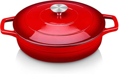 Runder roter Kasserolle aus emailliertem Gusseisen, 3 l, Kochtopf mit Deckel, Dutch Oven geeignet für alle Wärmequellen, für Haus, Restaurant, Hotel, 28 x 7 cm Runder roter Kasserolle aus emailliertem Gusseisen, 3 l, Kochtopf mit Deckel, Dutch Oven geeignet für alle Wärmequellen, für Haus, Restaurant, Hotel, 28 x 7 cm von Wzyfv
