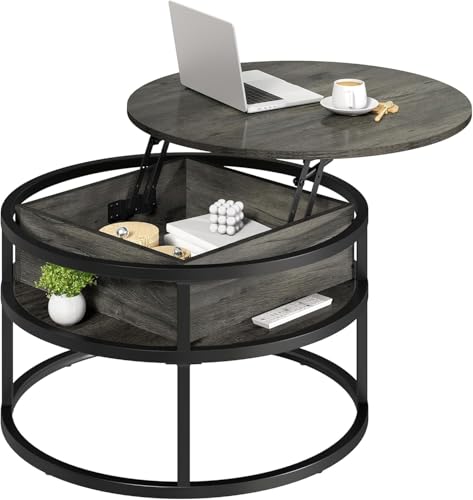 Wzyfv Couchtisch Rund mit Hebeplatte, Wohnzimmertisch mit verstecktem Ablagefach, Beistelltisch Rund mit Stauraum für Home Office, Runder Mitteltische Wohnzimmer Wzyfv Couchtisch Rund mit Hebeplatte, Wohnzimmertisch mit verstecktem Ablagefach, Beistelltisch Rund mit Stauraum für Home Office, Runder Mitteltische Wohnzimmer von Wzyfv