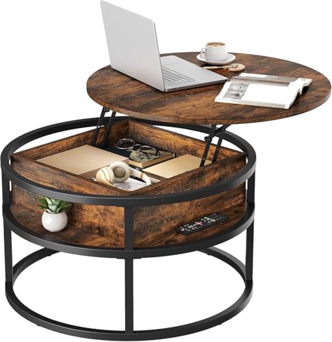 Wzyfv Couchtisch Rund mit Hebeplatte, Wohnzimmertisch mit verstecktem Ablagefach, Beistelltisch Rund mit Stauraum für Home Office, Runder Mitteltische Wohnzimmer Wzyfv Couchtisch Rund mit Hebeplatte, Wohnzimmertisch mit verstecktem Ablagefach, Beistelltisch Rund mit Stauraum für Home Office, Runder Mitteltische Wohnzimmer von Wzyfv