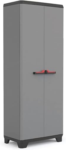 Wzyfv Kunststoffschrank/Besenschrank, Utility, Dunkelgrau, Schwarz, Rot, 68 x 39 x 173 cm von Wzyfv