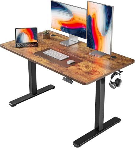 Wzyfv Schreibtisch Höhenverstellbar Elektrisch, 120 x 60 cm Computer Stehschreibtisch mit Memory-Steuerung und Anti-Kollisions Technologie, Schwarzer Rahmen/Braun Tischplatte Wzyfv Schreibtisch Höhenverstellbar Elektrisch, 120 x 60 cm Computer Stehschreibtisch mit Memory-Steuerung und Anti-Kollisions Technologie, Schwarzer Rahmen/Braun Tischplatte von Wzyfv