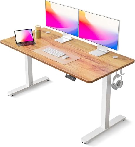 Wzyfv Schreibtisch Höhenverstellbar Elektrisch, 140 x 60 cm Computer Stehschreibtisch mit Memory-Steuerung und Anti-Kollisions Technologie, Hellbraune Tischplatte Wzyfv Schreibtisch Höhenverstellbar Elektrisch, 140 x 60 cm Computer Stehschreibtisch mit Memory-Steuerung und Anti-Kollisions Technologie, Hellbraune Tischplatte von Wzyfv