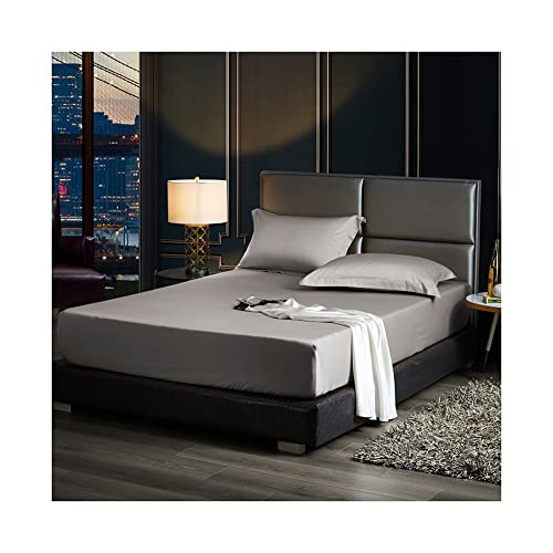 Satin Spannbettlaken 180x200cm Bettlaken 100% langstapelige Baumwolle Hotelqualität Spannbetttuch 500 Fadenzahl for 30cm hohe Matratzen Boxspringbett Wasserbett (Color : Greay, Size : 180x200+30cm) von Wzywai