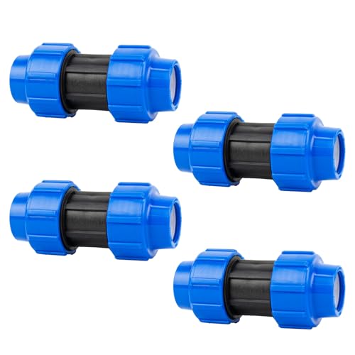 Wzzy Gurden PE Kupplung MDPE Verschraubung: Verbindungsstück für Rohrverlängerung des Verlegerohrs, 20 mm, Quick&Easy Verbindungstechnik, werkzeuglos(4PACK) von Wzzy Gurden