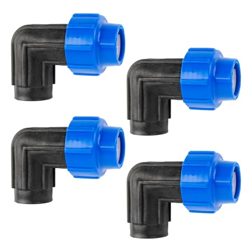 Wzzy Gurden PE Winkel 90 grad mit Innengewinde: Verbindungsstück für Anschluss am Rohrende, 25 mm x 3/4 Zoll, Quick&Easy Verbindungstechnik, selbstdichtende Gewindeverbindung(4 Stück) von Wzzy Gurden