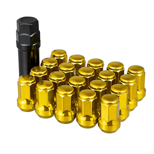 X AUTOHAUX 1 Satz Auto Lug Eichel Sechskant Radmutter M12x1.5 mit Steckschlüssel Gold Ton von X AUTOHAUX