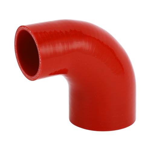 X AUTOHAUX 1 Stück 51 mm - 70 mm ID 90 mm Länge 90 Grad roter Auto-Silikonschlauch Kühlmittelschlauch Universal von X AUTOHAUX
