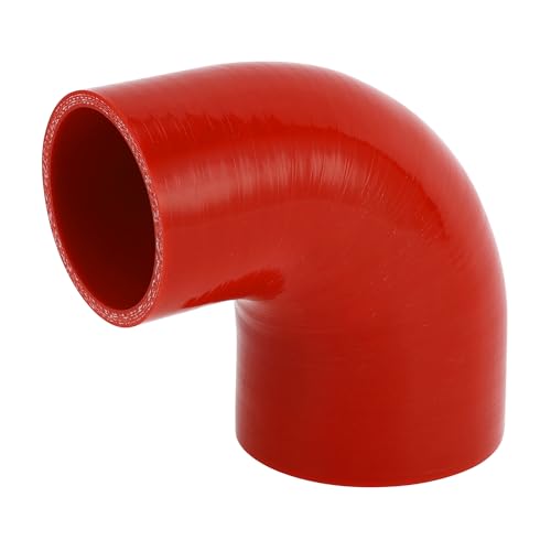 X AUTOHAUX 1 Stück 60 mm - 76 mm ID 90 mm Länge 90 Grad roter Auto-Silikonschlauch Kühlmittelschlauch Universal von X AUTOHAUX