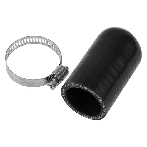 X AUTOHAUX 1 Stück 60 mm Länge 32 mm ID schwarz Auto Silikon Gummischlauch Endkappe mit Klemme Silikon verstärkte Blindkappe für Bypass-Rohre Universal von X AUTOHAUX