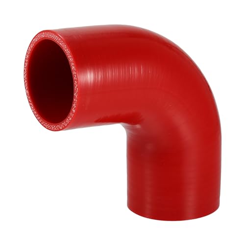 X AUTOHAUX 1 x 60 mm Innendurchmesser, 100 mm Länge, 90 Grad, roter Auto-Silikonschlauch, Kühlmittelschlauch, universal von X AUTOHAUX