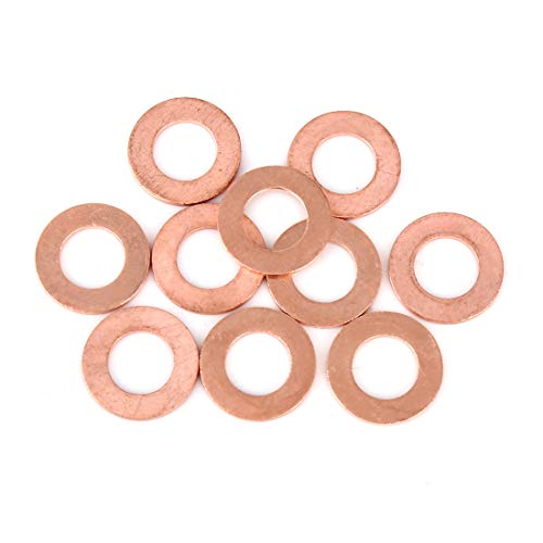X AUTOHAUX 10Stk. Kupfer Unterlegscheibe Flachdichtung Ring für Auto 12 x 22 x 1,5 mm von X AUTOHAUX