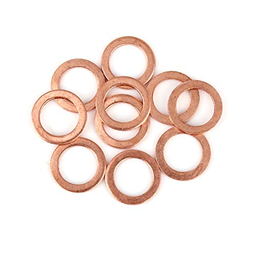 X AUTOHAUX 10Stk. Kupferscheibe Flach Dichtung Kupfer Unterlegscheibe Ring Dichtring Flachdichtung für Auto 14 x 20 x 1,5mm von X AUTOHAUX