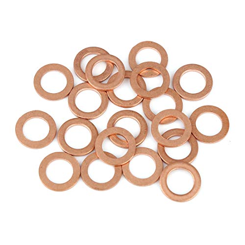 X AUTOHAUX 20Stk. Kupfer Unterlegscheibe Flachdichtung Ring für Auto 10 x 15 x 1,5 mm von X AUTOHAUX