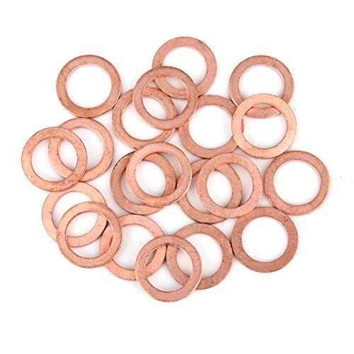 X AUTOHAUX 20Stk. Unterlegscheiben Kupferscheibe Flach Dichtring Ring für Auto 14 x 21 x 1,5mm von X AUTOHAUX