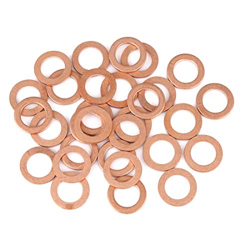 X AUTOHAUX 30Stk. Kupfer Unterlegscheibe Flachdichtung Ring für Auto 10 x 15 x 1,5 mm von X AUTOHAUX