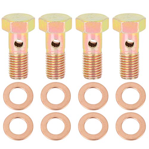 X AUTOHAUX 4 Sätze M8 x 1,0 mm Hohlschrauben mit metrischem Gewinde, Bremsanschlussadapter mit M8 Unterlegscheiben von X AUTOHAUX