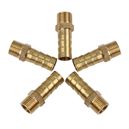 X AUTOHAUX 5 Stück Schlauchtülle 8 mm Messing Schlauchverbinder Gerade Anschlussstück Schlauchanschluss 1/8 Zoll Stecker Anschluss Adapter von X AUTOHAUX