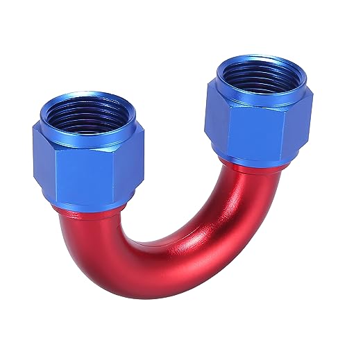 X AUTOHAUX AN12 180 Grad Buchse Drehgelenk Auto Kraftstoffschlauch Anschlussadapter Rot Blau von X AUTOHAUX