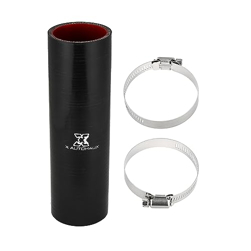 X AUTOHAUX Gerader Silikonschlauch Ladeluftschlauch ID 51mm Schlauchkupplung Ladeluftkühlerrohr Silikonverbinder mit Klemmen Schwarz von X AUTOHAUX