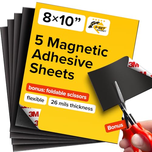 Magnetfolie - 20x25 cm - Magnetplatte - Tafelfolie Magnetisch Selbstklebend - Magnetfolie Selbstklebende Magnetplättchen - Magnetpapier - Klebemagnete für Fotos - Alternative zu Magnetband - 5 Stück von X-BET MAGNET