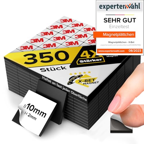Magnetplättchen Selbstklebende (350 Stück) - Maximale Haftkraft mit Premium Kleber - Extra Starke Magnetstreifen I Dünne Magnetfolie selbstklebend von X-BET MAGNET