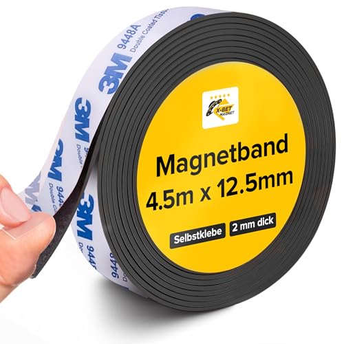 Flexibles Magnetband – 1,27 cm x 4,5 m x Magnetdicke 2 mm, Klebestreifen mit starker Selbstklebung – Ideale Magnetrolle für alle Projekte – Klebemagnete für den Kühlschrank (Blau) von X-BET MAGNET