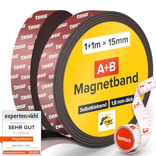 X-BET MAGNET Magnetic Tape A+B 1 Metre + 1 Metre x 1.5 cm - Self-Adhesive Magnetic Tape Roll with Ruler for Fly Screen & Mosquito Nets - Strong Adhesive X-BET MAGNET Magnetic Tape A+B 1 Metre + 1 Metre x 1.5 cm - Self-Adhesive Magnetic Tape Roll with Ruler for Fly Screen & Mosquito Nets - Strong Adhesive von X-BET MAGNET