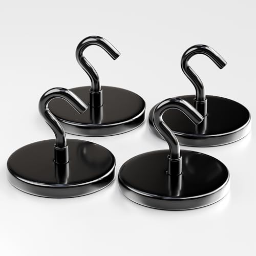 X-Bet Magnetic Hooks - Heavy Duty Neodymium Magnetic Hooks for Cruise Cabins (4 Stück Schwarz, 59 Kg) von X-BET MAGNET