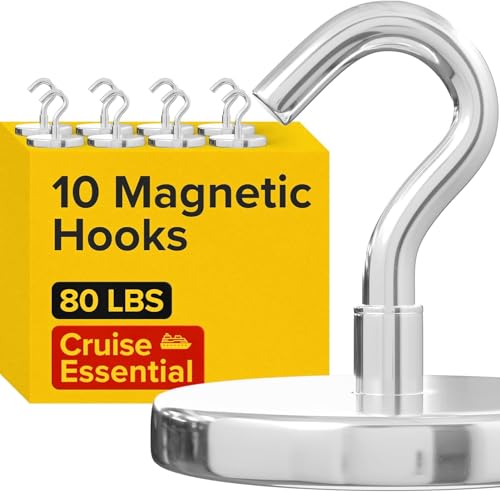 X-Bet Magnetic Hooks - Heavy Duty Neodymium Magnetic Hooks for Cruise Cabins (36.3 Kg, 10 Stück) von X-BET MAGNET