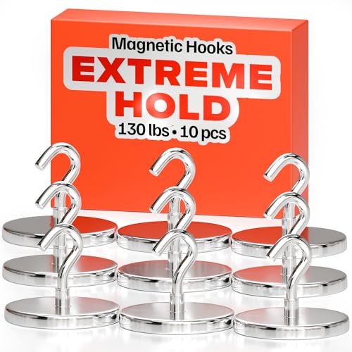 X-Bet Magnetic Hooks - Heavy Duty Neodymium Magnetic Hooks for Cruise Cabins (59 Kg, 10 Stück) von X-BET MAGNET