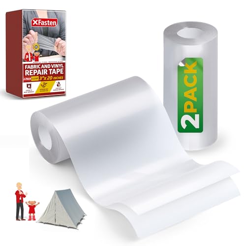 X Fasten Reparaturband aus Stoff und Vinyl, klar, 76,2 mm x 0,5 m (3 "x 20") (2er-Set) von XFasten