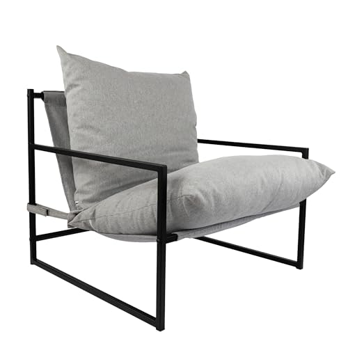 X-Group4th 2-er Set Serene Sessel Metallrahmen Extragroß Outdoor/Indoor Loungesessel Wohnzimmer Möbel Relax Terrassen Abnehmbare Grau 80 x 78 x 70 cm von X-Group4th