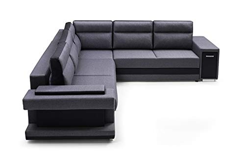 X-Group4th Ecksofa A2 Mit Schlaffunktion Und Bettkasten, Schlafsofa Mit Stauraum, Anpassbare Seiten, Modernes Design Linke Seite Größe: 305x272x90 cm Farbe: DUNKELGRAU von X-Group4th