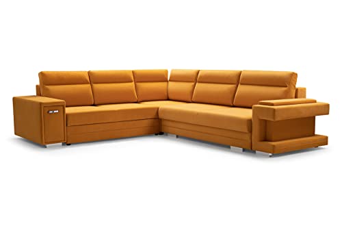 X-Group4th Ecksofa A2 Mit Schlaffunktion Und Bettkasten, Schlafsofa Mit Stauraum, Anpassbare Seiten, Modernes Design Linke Seite Größe: 305x272x90 cm Farbe: Grafit von X-Group4th