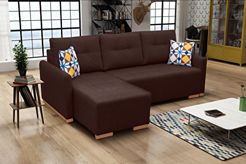 X-Group4th Multifunktionales Schlafsofa Mit Bettkasten, Großer Liegefläche Und Abnehmbarem Bezug – Modernes Ecksofa Mit Wellenfedern Und Schlaffunktion Für Gäste | Linke Layout 228x151x93 cm Bronze von X-Group4th