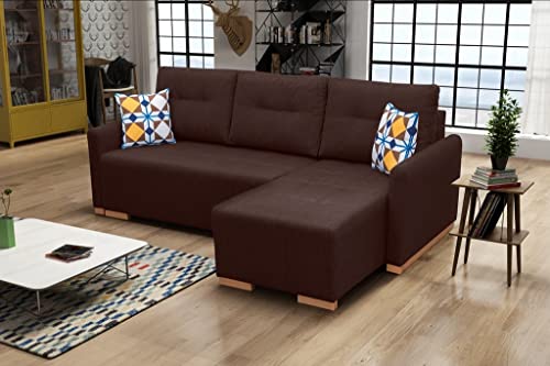 X-Group4th Multifunktionales Schlafsofa Mit Bettkasten, Großer Liegefläche Und Abnehmbarem Bezug – Modernes Ecksofa Mit Wellenfedern Und Schlaffunktion Für Gäste | Rechts-Layout 228x151x93 cm Bronze von X-Group4th