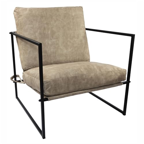 X-Group4th Sessel Designer Metallrahmen Extragroß Outdoor/Indoor Gartenstuhl Wohnzimmer Möbel Relax Sonnenliege Terrassen Abnehmbare Beige 80 x 78 x 70 cm von X-Group4th