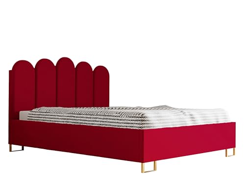 X-Group4th XG Schlafzimmer-Polsterbett Malaga, Gepolstertem Kopfteil, Hochwertiger VELUTTO Polsterstoff, Bettkasten mit Gasdruckfeder, Komfortable Betthöhe 39 cm, 160x200 cm Rot X-Group4th XG Schlafzimmer-Polsterbett Malaga, Gepolstertem Kopfteil, Hochwertiger VELUTTO Polsterstoff, Bettkasten mit Gasdruckfeder, Komfortable Betthöhe 39 cm, 160x200 cm Rot von X-Group4th
