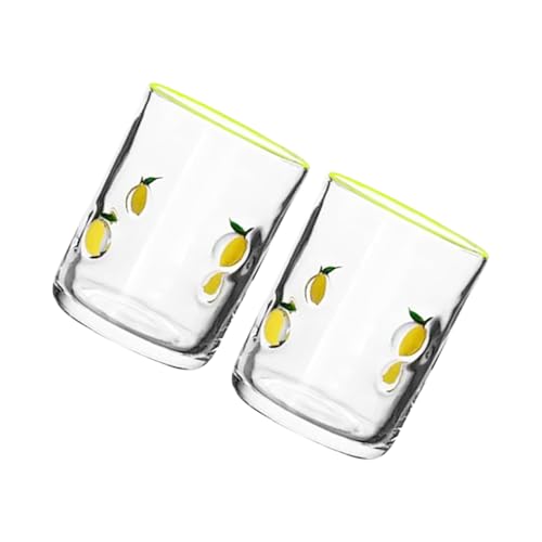 X-Institute Saftbecher aus Glas mit Zitronenmotiv, bruchfest, 400 ml Fassungsvermögen, funktional für unterhaltsame Esszimmer-Dekorationen, antikes Fruchtmuster, Getränkegläser von X-Institute