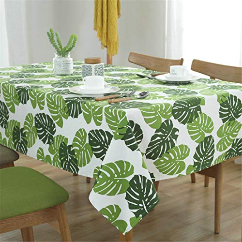 X-Labor Abwaschbar Tischtuch Tischdecke Eckig Wasserdicht Textil Stoff Tischwäsche Pflegeleicht Garten Zimmer Tischdekoration Grün Blatt 140 * 180cm von Xlabor