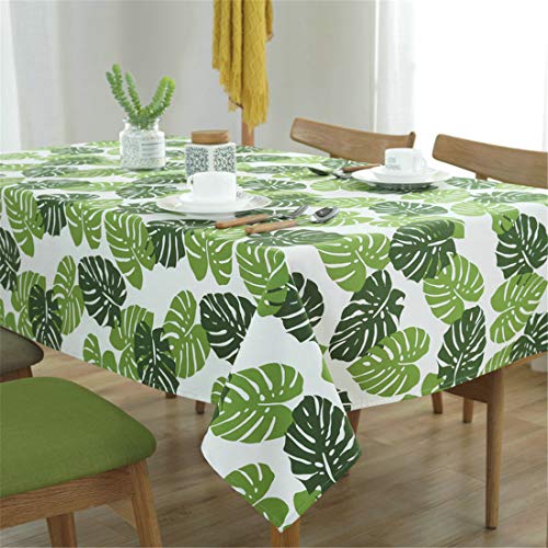 X-Labor Abwaschbar Tischtuch Tischdecke Eckig Wasserdicht Textil Stoff Tischwäsche Pflegeleicht Garten Zimmer Tischdekoration Grün Blatt 140 * 180cm von X-Labor