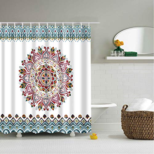 X-Labor Bunt Baum Duschvorhang 240x200cm Anti-Schimmel Wasserdicht Polyester Textil Stoff Badewannevorhang Shower Curtain (240 * 200cm (BxH), Mandala) von X-Labor