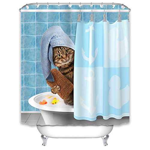 Xlabor Lustig Tier Duschvorhang 240x200 Wasserdicht Anti-Schimmel Stoff mit 12 Duschvorhangringen Waschbar Duschvorhang 180x180cm Motiv A von Xlabor
