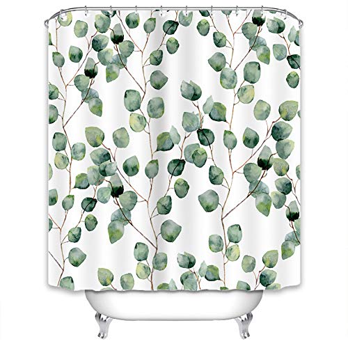 X-Labor Duschvorhang Wasserabweisend Anti-Schimmel inkl. 12 Duschvorhangringe Badewannevorhang für Badezimmer Shower Curtain Blatt-C 180x200cm von X-Labor