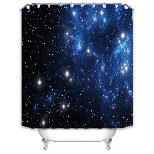 X-Labor Grün Duschvorhang 240x200cm Wasserdicht Stoff Anti-Schimmel inkl. 12 Duschvorhangringe Waschbar Badewannevorhang 240x200cm Sternenhimmel von X-Labor